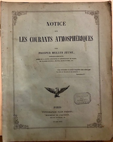 Prosper jeune Meller Notice sur les courants atmospheriques 1853 Paris Typographie Plon frères